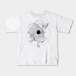 Bird's house: The Singer - Black outline only Kids T-Shirt